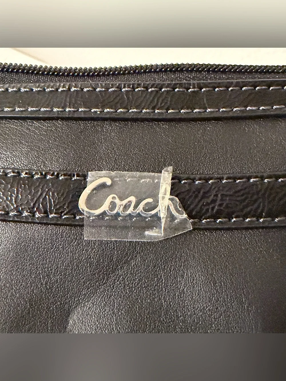 Coach Black Leather Wristlet Mini Bag Clutch w/ Silver-Tone Hardware